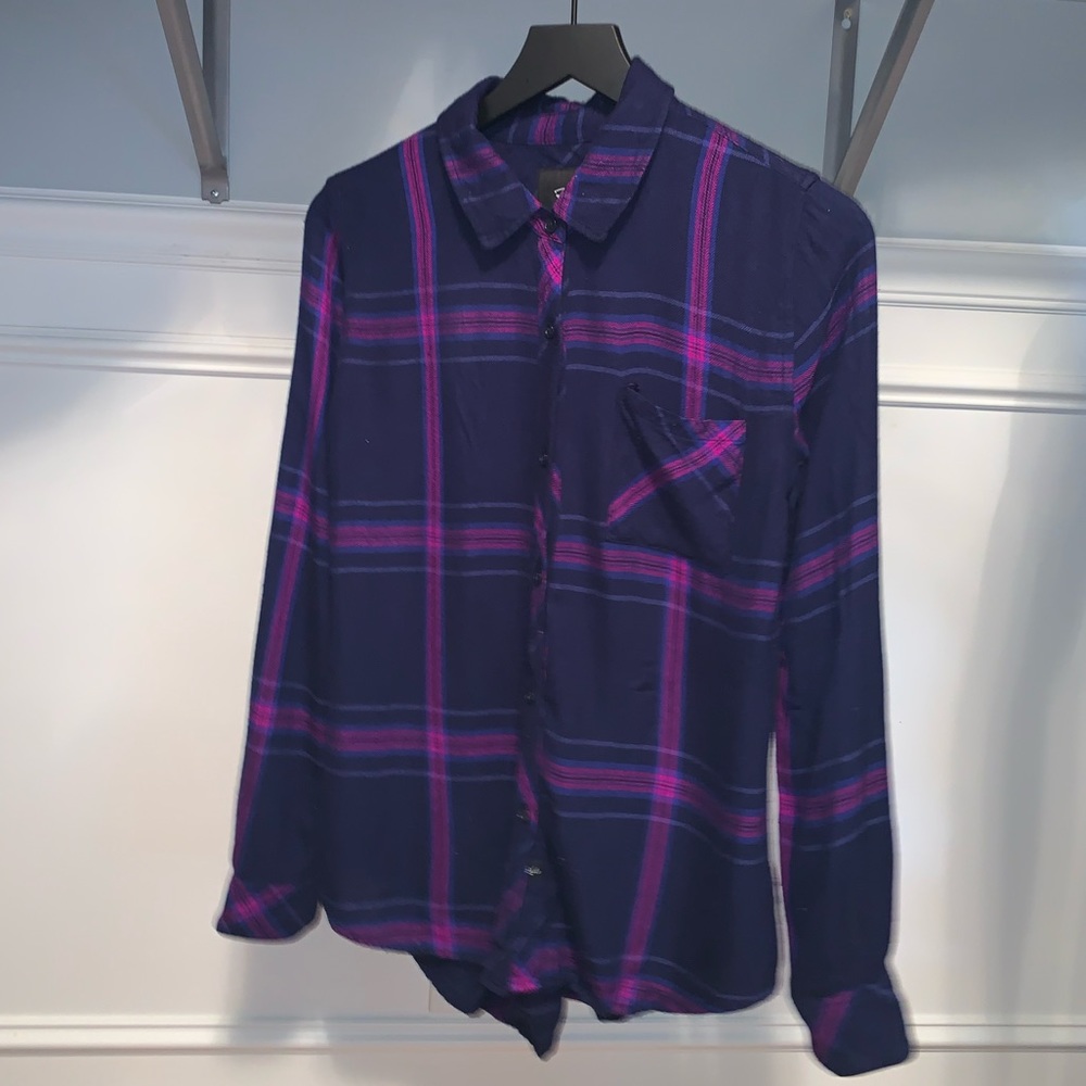 Rails blue and pink plaid flannel shirt women’s S